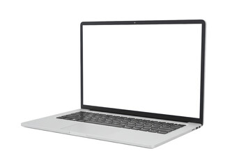 Isolated Modern Laptop with Blank White Screen for Customization