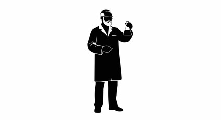 Scientist Silhouette with Flask – Lab Research Vector
