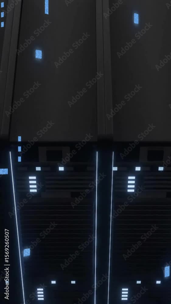 Aufkleber brain icon and data processing animation over server racks in data center