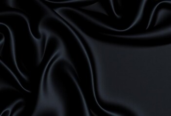 Fototapeta premium Abstract dark liquid wave, black silk folds, luxury cloth background, texture, elegant design