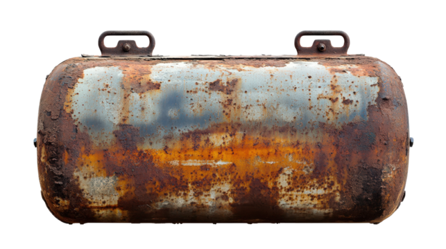 Gas tank with visible weld marks and metal texture Transparent background, PNG