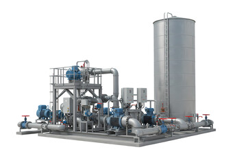 Industrial Water Treatment System A Detailed View of a Modern Purification Unit isolated on transparent baackground