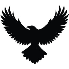 Fototapeta premium Silhouette of a dog illustration with wings stretched out in mid flight design