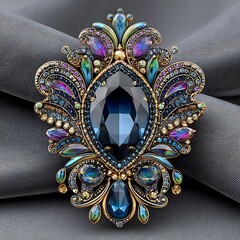 Blue violet gemstone pin brooch high resolution picture