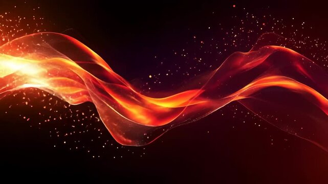 Fiery Red Ribbon of Pulsing Particles &mdash; 5s Dynamic Abstract Energy Motion Loop