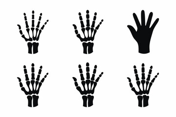 set of Skeleton Hand silhouette vector illustration