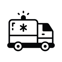 Well crafted glyph icon of emergency ambulance vehicle