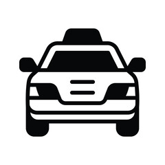 Easy to edit glyph icon of yellow taxi cab