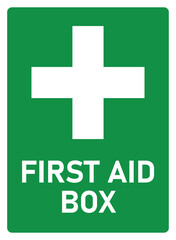 first aid box sign and symbol in green background and white