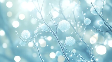 Ethereal Digital Artwork Dreamy Pastel Blue Cloudscape with Glowing Orbs and Network Infrastructure