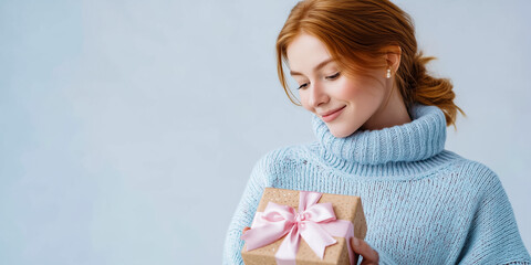 Joyful Women with Thoughtful Gifts in Cozy Sweaters