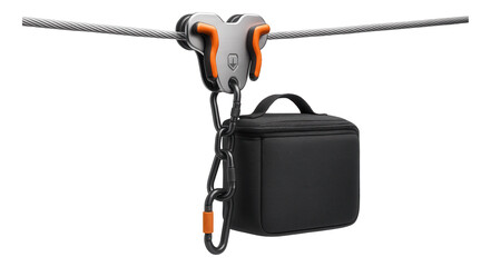 Compact portable zip line kit with carry bag for temporary installations