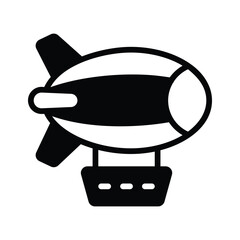 Well crafted glyph icon of floating airship blimp