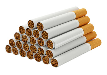 Isolated Stack of Cigarettes on White
