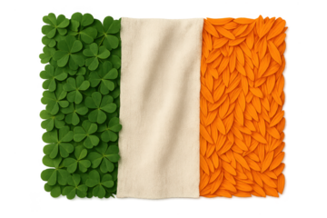 Irish flag creative design with natural elements, transparent background