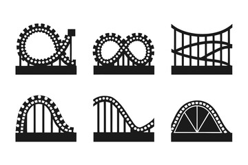 set of Roller Coaster icon silhouette vector illustration