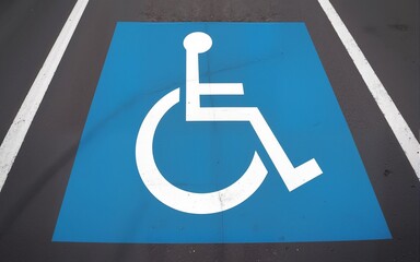 handicapped parking bay on asphalt background texture. High quality