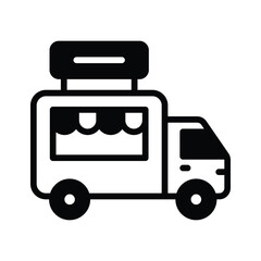 Premium glyph icon of food van with service