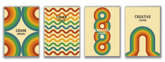 Abstract. Colorful set of background. Retro design cover templates, posters, ad banners, brochures, flyers, covers. Vector.