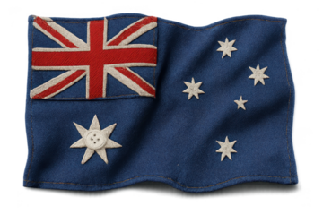 Australian flag patch isolated on a transparent background, national symbol