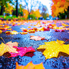Vibrant autumn leaves create a colorful nature pattern, like a painted world map design for your travel art and decoration