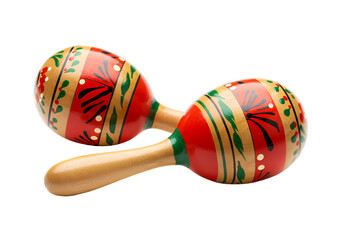 Vibrant Pair of Maracas isolated on transparent baackground
