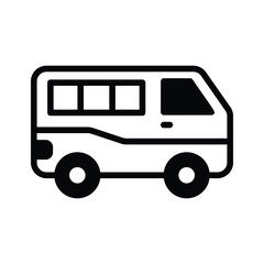 A customizable glyph icon of delivery service van