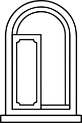 arched door outline vector illustration line art