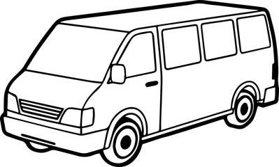 electric van outline vector illustration line art