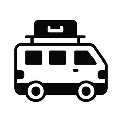 Grab this glyph icon of comfortable travel van