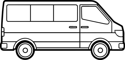 electric van outline vector illustration line art © Vector.com