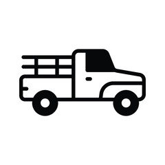 A modern glyph icon of compact pickup vehicle