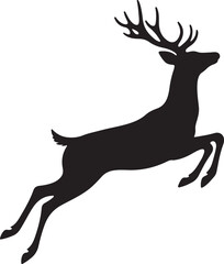 Fototapeta premium Christmas reindeer silhouette, jumping reindeer silhouette vector, Christmas reindeer jumping silhouette isolated on transparent background