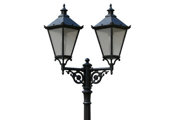 Isolated Victorian Style Double Street Lamp