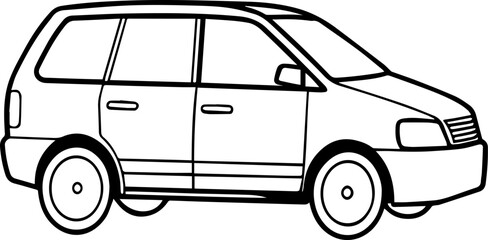 electric van outline vector illustration line art