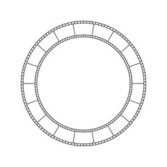 Vector movie tracker for diary and bullet journal. Round big line empty template for tracking movies, series, tv shows. Circular film tipe isolated on white background