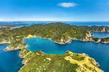 Aerial view of Te Rawhiti Inlet, North Island, New Zealand, Oceania.