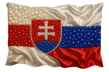 Luxurious Slovak flag made of pearls and gemstones isolated on transparent background