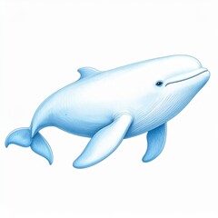 Obraz premium Light Blue Whale Illustration Pastel Colors Aquatic Mammal