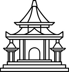 Asian shrine outline vector illustration line art