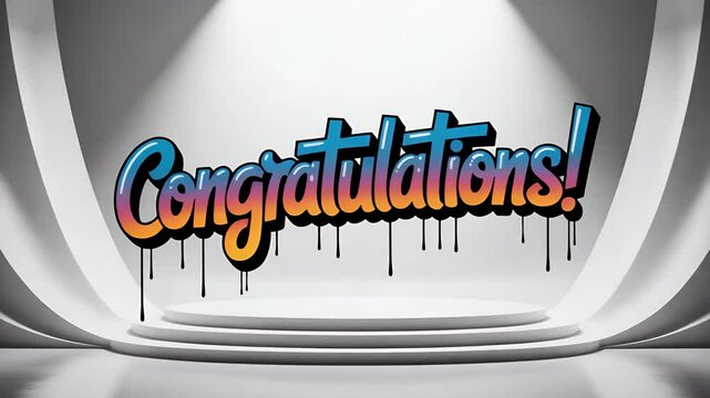 Congratulations in the Spotlight: "Congratulations" message on a stylish stage under a spotlight. conveying celebration, achievement, and recognition