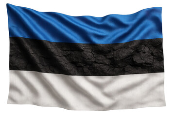 Textured Estonian flag isolated on transparent background, detailed 3D render.