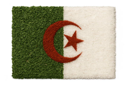 Algerian flag from textured materials, isolated on transparent background. - Powered by Adobe