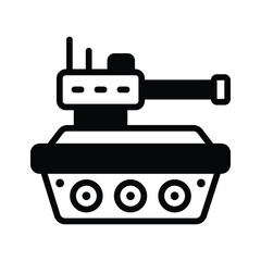 A modern glyph icon of large army tanker