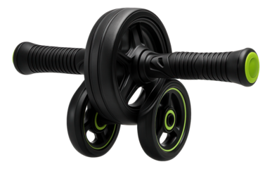 Tri-wheel ab roller with ergonomic grips for enhanced stability during use