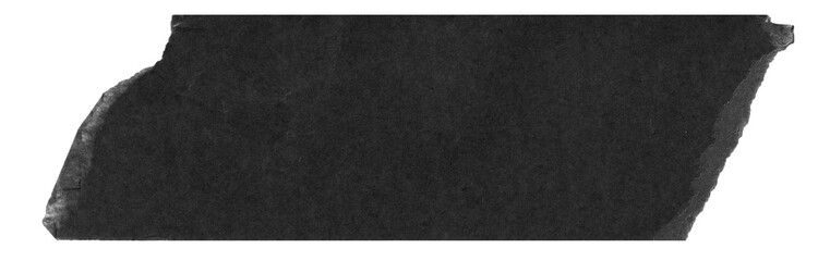 Fototapeta premium Torn Black Paper Piece - Ripped Cardboard Texture Scrap, Matte masking tape sticker. torn adhesive tape isolated on transparent background, paper tape Cutout