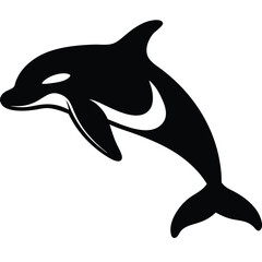 Fototapeta premium Orca Whale Silhouette Jumping Out of Water Vector Design Illustration