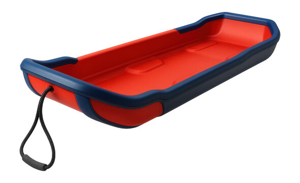 Durable plastic rescue sled with pull rope for transporting injured skiers
