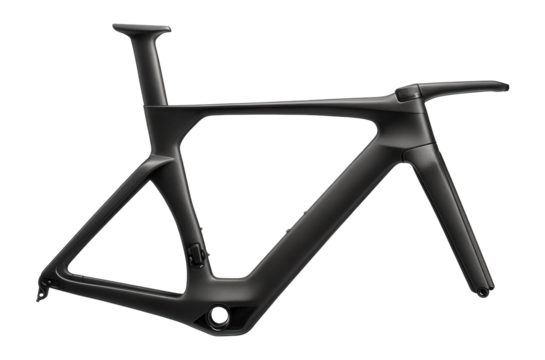 Carbon time trial frame with deep airfoil profiles and hidden brakes