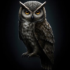 Owl Portrait Dark Background